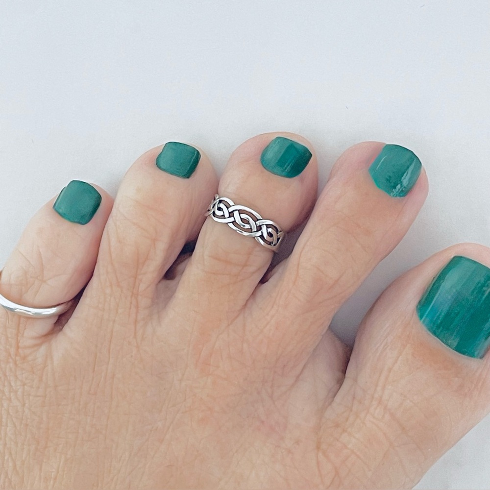 Sterling Silver Celtic Band Toe Ring, Love Knots, Silver Bands, Braid Rings